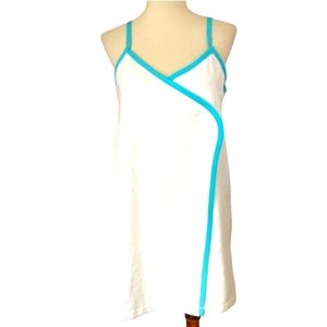 Victorias Secret Terry Cloth Cover Up Robe Beach Bath Spa Sauna White Aqua Trim